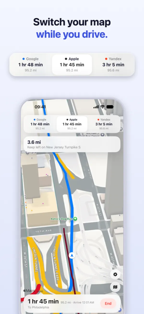 Switch your map while you drive